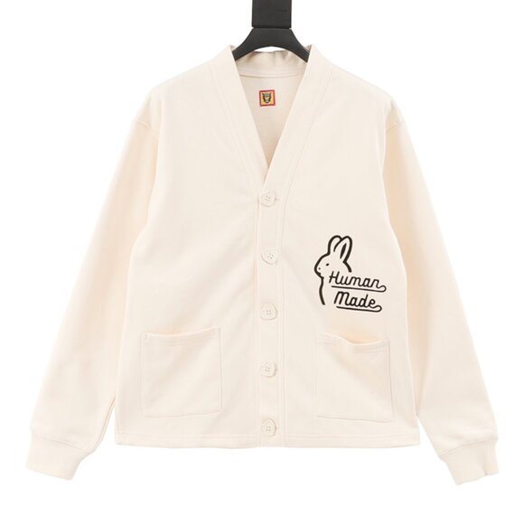 Rabbit Print Cardigan Coat Cream Human Made - Picture 1 of 9